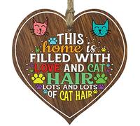 Stuff4 Dark Wooden Heart Sign Plaque - Cat Hair - Hanging Wood Signs Plaques, Thoughtful Gifts for Cat Lovers, Pet Plaques, Love Pets Gifts, Cat Owners Ornament