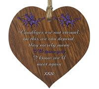 Stuff4 Dark Wooden Heart Sign Plaque, Goodbyes Are Not Eternal