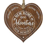 Stuff4 Dark Wooden Heart Sign Plaque, New Home