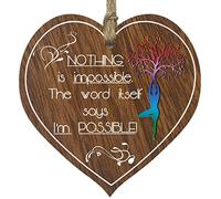 Stuff4 Dark Wooden Heart Sign Plaque - Nothing is Impossible - Hanging Wood Signs Plaques, Motivational Gifts, Inspirational Gifts, Plaques with Quotes, Inspirational Gifts for Women