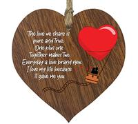 Stuff4 Dark Wooden Heart Sign Plaque - One By One - Hanging Wood Signs Plaques, Cute Christmas Birthday Valentines Gifts for Girlfriend Wife, Romantic I Love You Gifts for Her Him