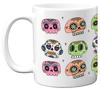 Day of The Dead Sugar Skulls - Dishwasher Safe Coffee Mugs Cup, Gifts for Women & Men, Auntie Uncle Brother Sister Best Friend or Work Colleague, Dia de Los Muertos Skulls.
