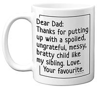 Stuff4 Dear Dad Mug - Thanks for Putting Up with My Sibling, Funny Gifts for Dad's, Fathers Day Coffee Mug, Birthdays, Christmas Day, Dad Birthday Present, Cup Stuff for Dad - Made in The UK, White
