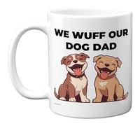 Stuff4 Dog Dad Mug - Cartoon Dogs 'We Wuff Our Dog Dad' Slogan - Fun Pet Lover Gift - 11oz Ceramic Gloss Mug