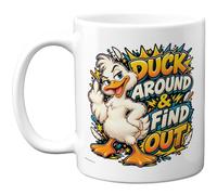Stuff4 Duck Mug, Cartoon Sassy Middle Finger Design, Cheeky Novelty Humour | 11oz Ceramic Gloss Mug