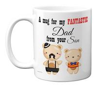 Stuff4 Fantastic Dad Mug - Cute Bears Family Design from Your Son - Playful Father's Day Keepsake - 11oz Ceramic Gloss Mug