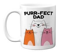 Stuff4 Father's Day Mug - Cartoon Cats Motif with Purr - FECT DAD Slogan - Fun Gift for Cat - Loving Dads - 11oz Ceramic Gloss Mug