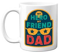Stuff4 Fathers Day Mug Gifts - My Hero, My Friend, Dad - Dad Birthday Mug Present from Son Daughter, Christmas Day Daddy Secret Santa Gift, 11oz Ceramic Dishwasher Safe Coffee Cup