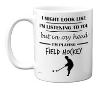 Stuff4 Field Hockey Gifts - in My Head Mug - Funny Gift for Field Hockey Lover Men Women - 11oz Premium Ceramic Dishwasher Safe White Handle Mugs Novelty Cup