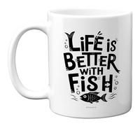 Stuff4 Fishing Mug, Life is Better with Fish Typography | Nautical Humour Gift, 11oz Ceramic Gloss Mug