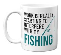 Stuff4 Fishing Mug, Work is Really Starting to Interfere with My Fishing | Cheeky Hobby Humour Gift, 11oz Ceramic Gloss Mug