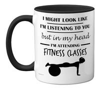 Stuff4 Fitness Class Gifts - in My Head Mug - Funny Gift for Fitness Class Lover Men Women - 11oz Premium Ceramic Dishwasher Safe Black Handle Mugs Novelty Cup