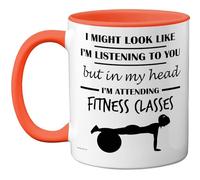 Stuff4 Fitness Class Gifts - in My Head Mug - Funny Gift for Fitness Class Lover Men Women - 11oz Premium Ceramic Dishwasher Safe Orange Handle Mugs Novelty Cup