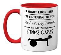 Stuff4 Fitness Class Gifts - in My Head Mug - Funny Gift for Fitness Class Lover Men Women - 11oz Premium Ceramic Dishwasher Safe Red Handle Mugs Novelty Cup