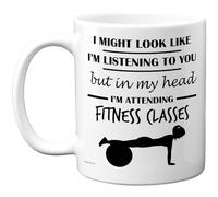 Stuff4 Fitness Class Gifts - in My Head Mug - Funny Gift for Fitness Class Lover Men Women - 11oz Premium Ceramic Dishwasher Safe White Handle Mugs Novelty Cup