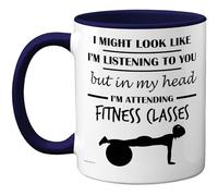 Stuff4 Fitness Class Gifts - in My Head Mug - Funny Gift for Fitness Class Lover Men Women - 11oz Premium Ceramic Dishwasher Safe Navy Blue Handle Mugs Novelty Cup