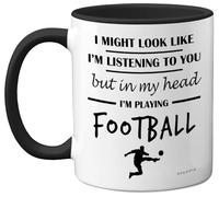 Stuff4 Football Gifts - in My Head I'm Playing Football Mug - Funny Gift for Footy Players, Footie Lover Presents, 11oz Ceramic Black Premium Mugs Novelty Cup