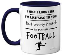 Stuff4 Football Gifts - in My Head I'm Playing Football Mug - Funny Gift for Footy Players, Footie Lover Presents, 11oz Ceramic Navy Blue Premium Mugs Novelty Cup