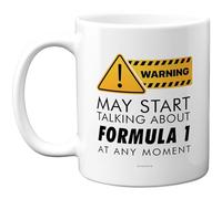Stuff4 Formula 1 Warning Mug, Bold Yellow Sign for Racing Fans