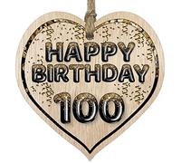 Stuff4 Fun 100th Birthday Gift For Men Woman Wooden Heart Plaques, Foil Age
