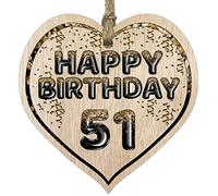 Stuff4 Fun 51st Birthday Gift For Men Woman Wooden Heart Plaques, Foil Age