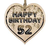 Stuff4 Fun 52nd Birthday Gift For Men Woman Wooden Heart Plaques, Foil Age