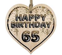Stuff4 Fun 65th Birthday Gift For Men Woman Wooden Heart Plaques, Foil Age
