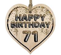 Stuff4 Fun 71st Birthday Gift For Men Woman Wooden Heart Plaques, Foil Age