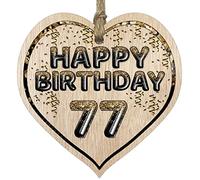 Stuff4 Fun 77th Birthday Gift For Men Woman Wooden Heart Plaques, Foil Age