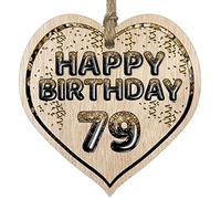 Stuff4 Fun 79th Birthday Gift For Men Woman Wooden Heart Plaques, Foil Age