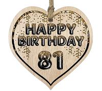 Stuff4 Fun 81st Birthday Gift For Men Woman Wooden Heart Plaques, Foil Age