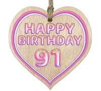 Stuff4 Fun 91st Birthday Gift For Men Woman Wooden Heart Plaques