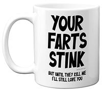 Funny Anniversary Mug Gifts for Him - Your Farts Stink Mug - Funny Mugs for Men, Birthday Gifts for Boyfriend Husband Dad, Joke Novelty Present, I Love You Daughter Son Wife, 11oz Ceramic Mugs