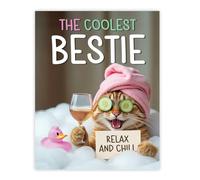 Stuff4 Funny Bestie Birthday Poster Unframed, Relaxing Bath Cat