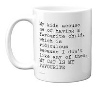 Stuff4 Funny Cat Favourite Child Mug - Cheeky Parenting Humour Design - Purrfect for Cat - Loving Parents - 11oz Ceramic Gloss Mug