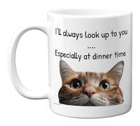 Stuff4 Funny Cat Mug - Playful Close - Up Design with Cheeky Dinner Time Slogan - Humorous Gift for Cat Lovers - 11oz Ceramic Gloss Mug