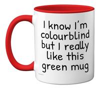 Stuff4 Funny Colourblind Mug, Bold Quote Design in Red, White and Green