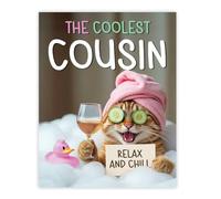 Stuff4 Funny Cousin Birthday Poster Unframed - Relaxing Bath Cat - Hilarious Happy Birthday for Cousin Gifts from Family Relative, 8x10 Inch Bday Decor Decoration