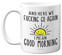 Stuff4 Funny Novelty, 11oz Ceramic Dishwasher Safe Premium Mugs, Silly | Here We Go Again, 11oz Ceramic Dishwasher Safe Premium Mugs, Silly Secret Santa Presents, Christmas Mugs for Adults
