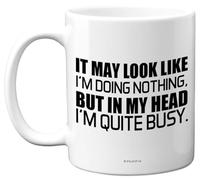 Funny Novelty Mug Gifts - in My Head - Fun Birthday Mug Present for Colleague Husband Wife Best Friend Auntie Uncle Sister Brother, 11oz Ceramic Dishwasher Safe Coffee Cup