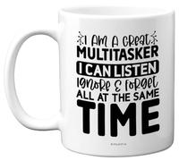 Funny Novelty Mug Gifts - Multitasker - Fun Birthday Mug Present for Husband Wife Boyfriend Girfriend Best Friend Auntie Uncle Sister Brother, 11oz Ceramic Dishwasher Safe Coffee Cup