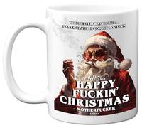 Funny Offensive Secret Santa Gifts - Happy F*kin' Christmas - Sarcastic Gifts for Work Colleagues, Rude Novelty Christmas Mug for Friends, 11oz Ceramic Dishwasher Safe Cup Mugs