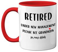 Stuff4 Funny Retirement Gifts for Women Men - Retired Under New Management - 11oz Red Ceramic Coffee Mugs, Happy Retirement Mug Gifts, Retirement Mugs for Men Women, Leaving Gifts for Colleagues