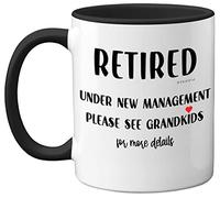 Stuff4 Funny Retirement Mugs - Under New Management - 11oz Black Ceramic Coffee Mugs, Happy Retirement Mugs for Men & Women, Leaving Gifts for Colleagues