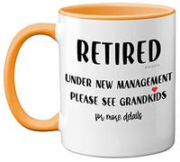 Stuff4 Funny Retirement Mugs - Under New Management - 11oz Yellow Ceramic Coffee Mugs, Happy Retirement Mugs for Men & Women, Leaving Gifts for Colleagues