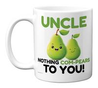 Stuff4 Funny Uncle Mug, Cartoon Pears with Nothing Com-Pears to You Slogan | Silly Green Fruit Novelty Gift, 11oz Ceramic Gloss Mug