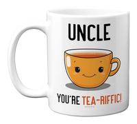 Stuff4 Funny Uncle Mug - Smiling Tea Cup Cartoon with 'You're Tea - Riffic' Slogan - Light - Hearted Birthday Gift Idea - 11oz Ceramic Gloss Mug
