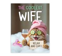 Stuff4 Funny Wife Birthday Poster Unframed, Relaxing Bath Cat