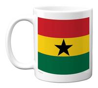 Stuff4 Ghana Flag Mug - Bold Red Yellow Green Black Star Design - Patriotic Novelty for National Day or Everyday - 11oz Ceramic Gloss Mug