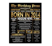 Stuff4 Gold 11th Birthday Poster Unframed - Golden Born In 2014 Newspaper - Happy 11 Birthday for Boys Girls Retro Vintage Gifts Back In 2014, 8x10 Inch Bday Party Decor Decoration